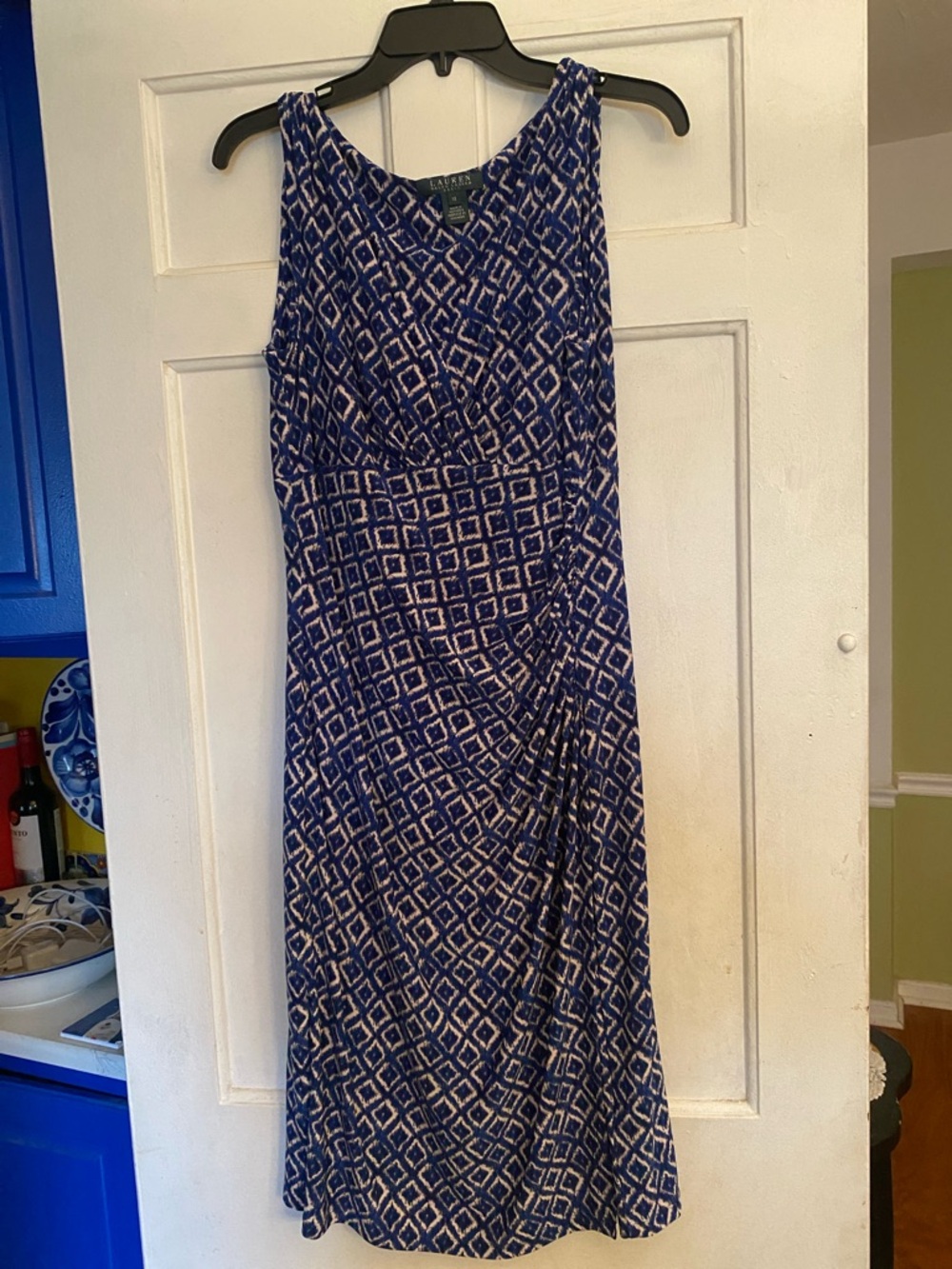 Lauren Ralph Lauren Blue Geometric MIDI Dress